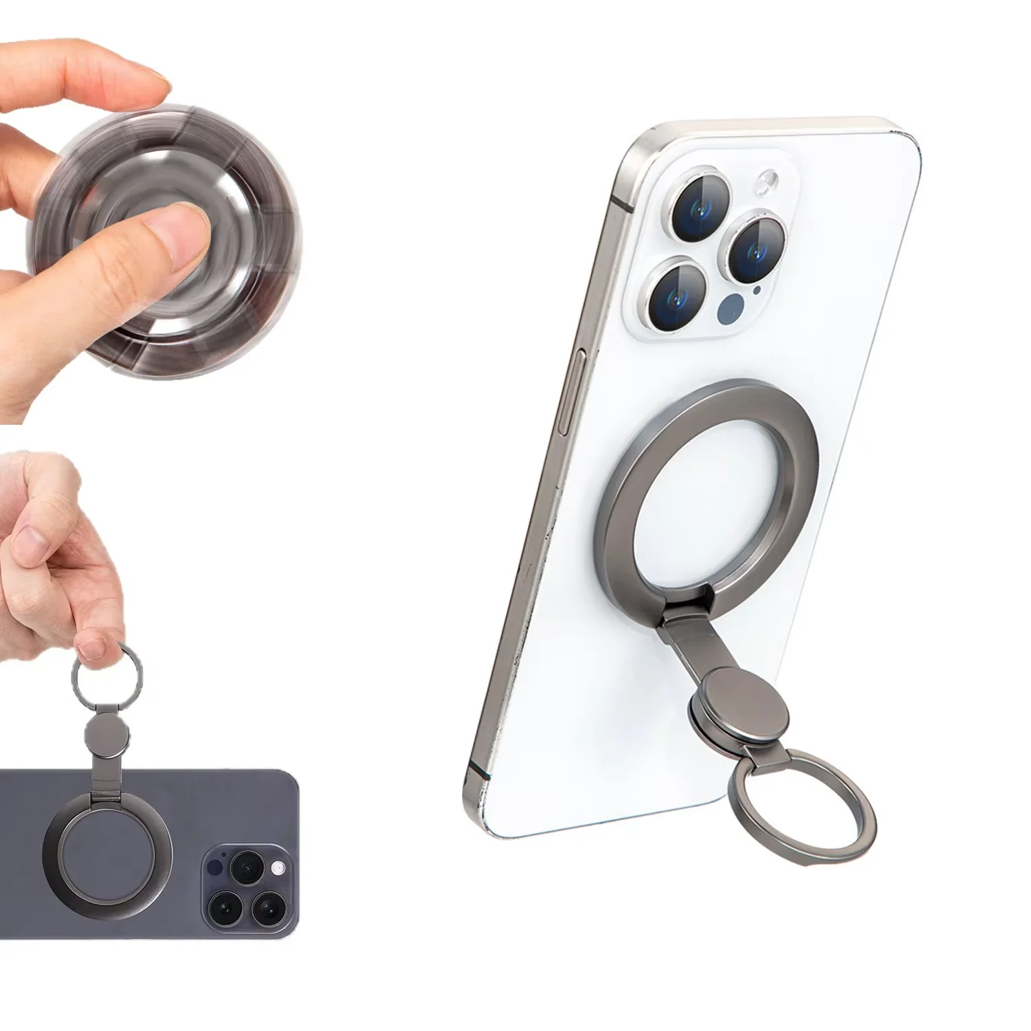 Finger Ring Holder for iPhone 17 16 15 14 13 12 Pro Max Samsung Magnetic Foldable Magnetic Grip Dual Sided Magnet Rings Mount
