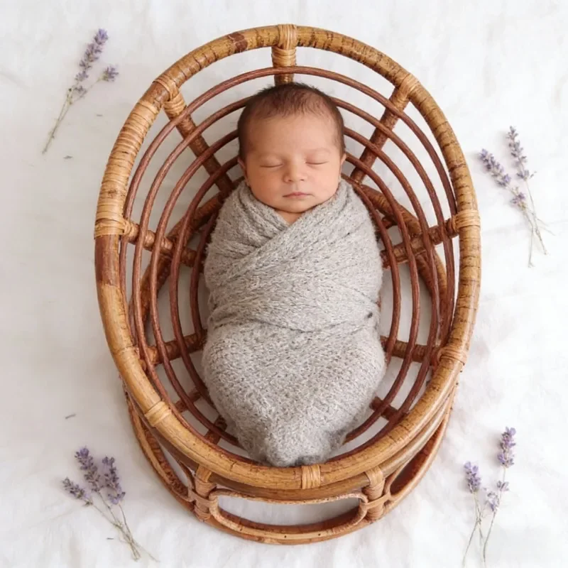 Indonesia Handmade Natural Vine Photo Bed Newborn Full Moon Prop For Infant Indoor Studio Portrait Photoshoot Styling Accessory view 4
