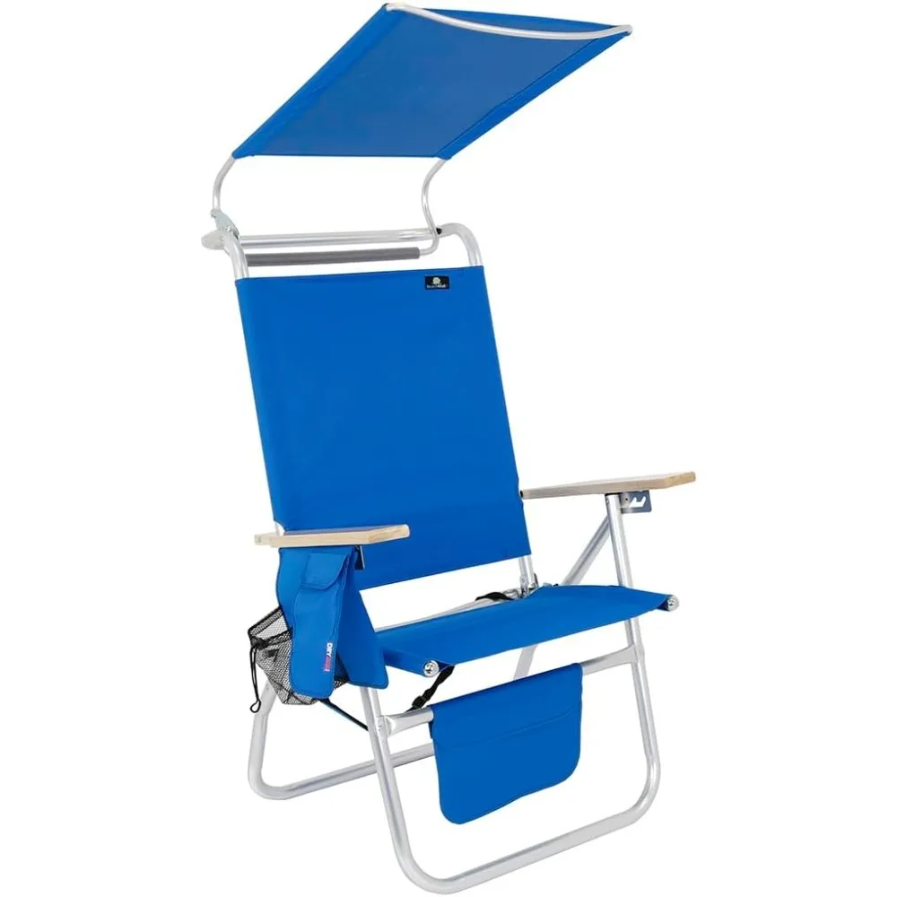 

17 Inches High Seat Big Tycoon Aluminum Beach Chair with Canopy