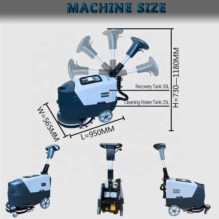 MLEE430B Walk Behind Floor Scrubber Dryer Compact Marble Tile Granite Epoxy Floor Cleaner Machine