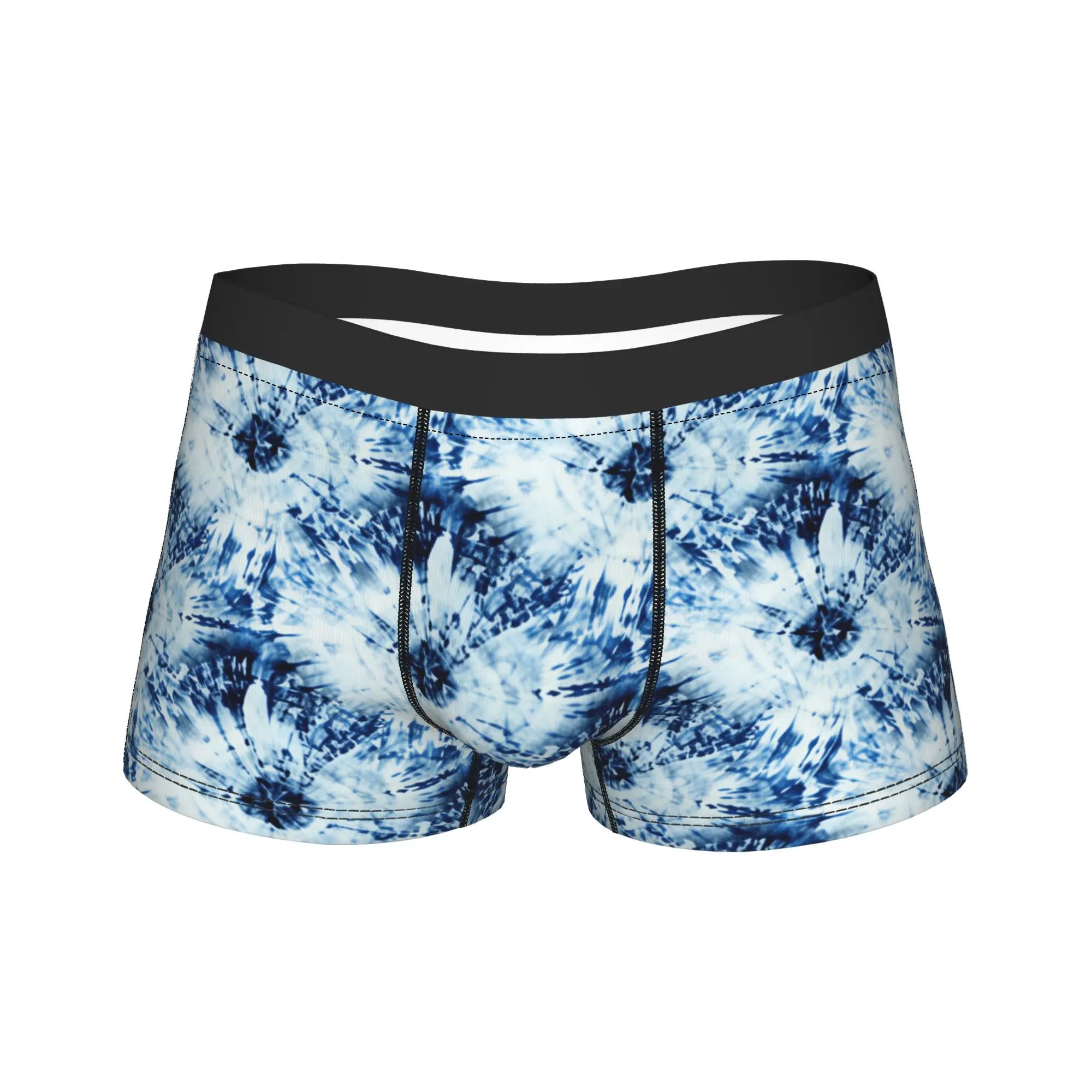 Seamless tie dye pattern of indigo color Boxershorts 3D Pouch Underwear Quality Shorts Briefs Breathable Males Underpants