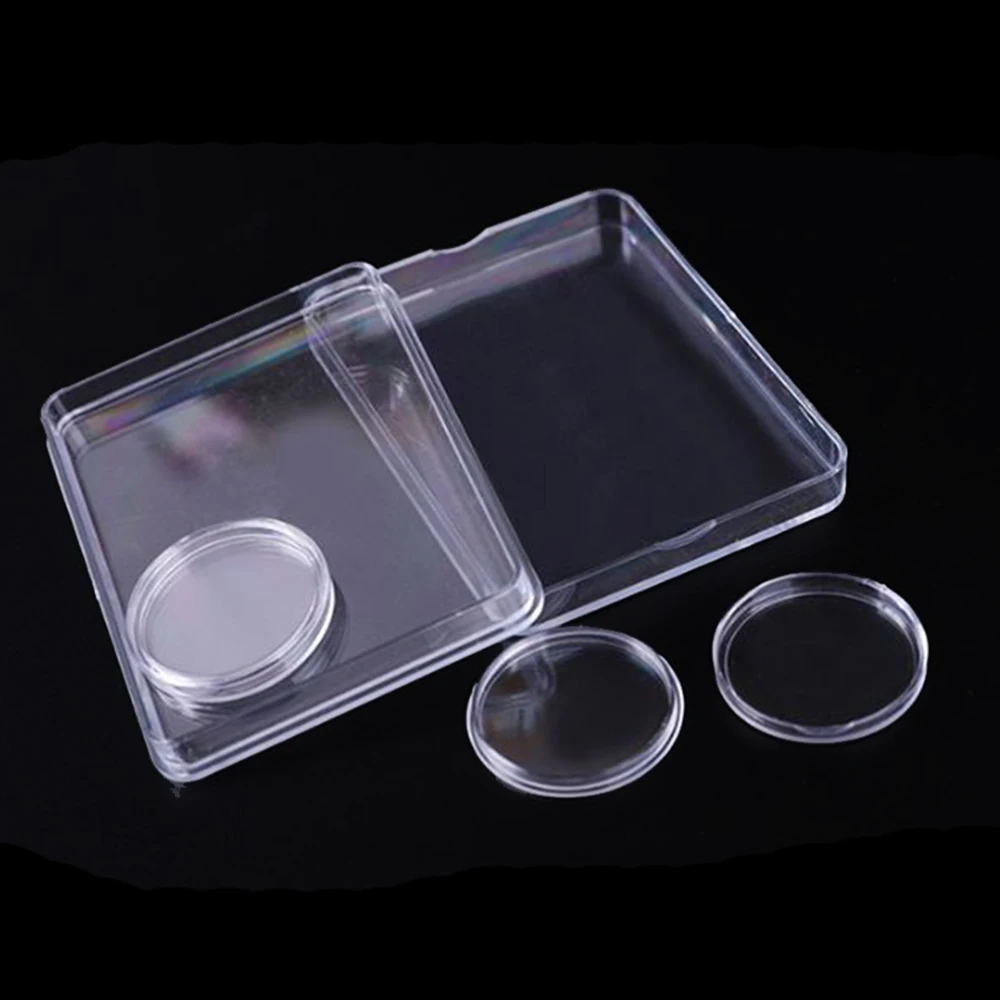 Transparent Round Coin Box Capsules Coin Holder Display Case 2-Grid Commemorative Coin Storage Holders Safe Money Boxes