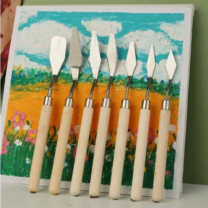 7Pcs/set of Stainless Steel Oil Painting Knives,artist Crafts,spatula,Color Mixing Knife,oil Painting Mixing Knife,ceramic Tools