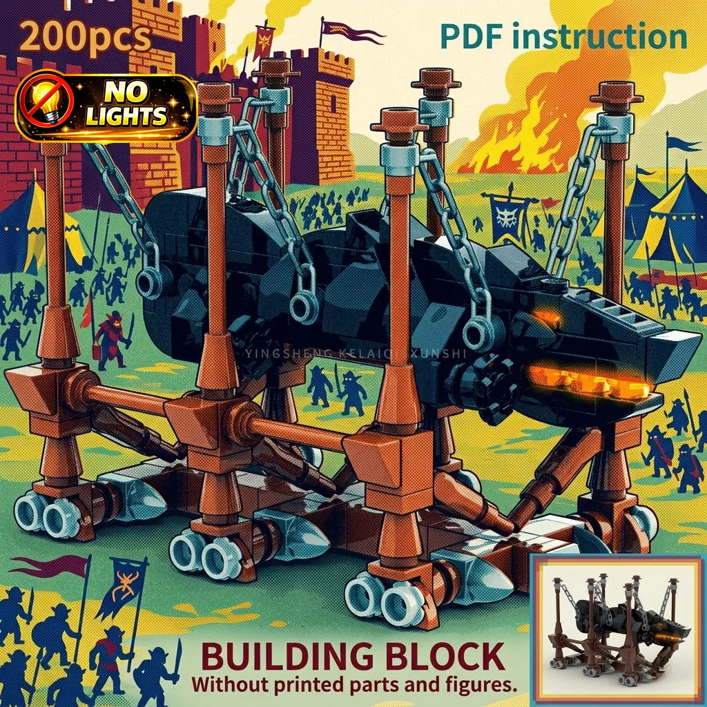 

Rings Movie Medieval Siege Engine Model Castle Battle Display Set Birthday Gift Building Bricks Toy