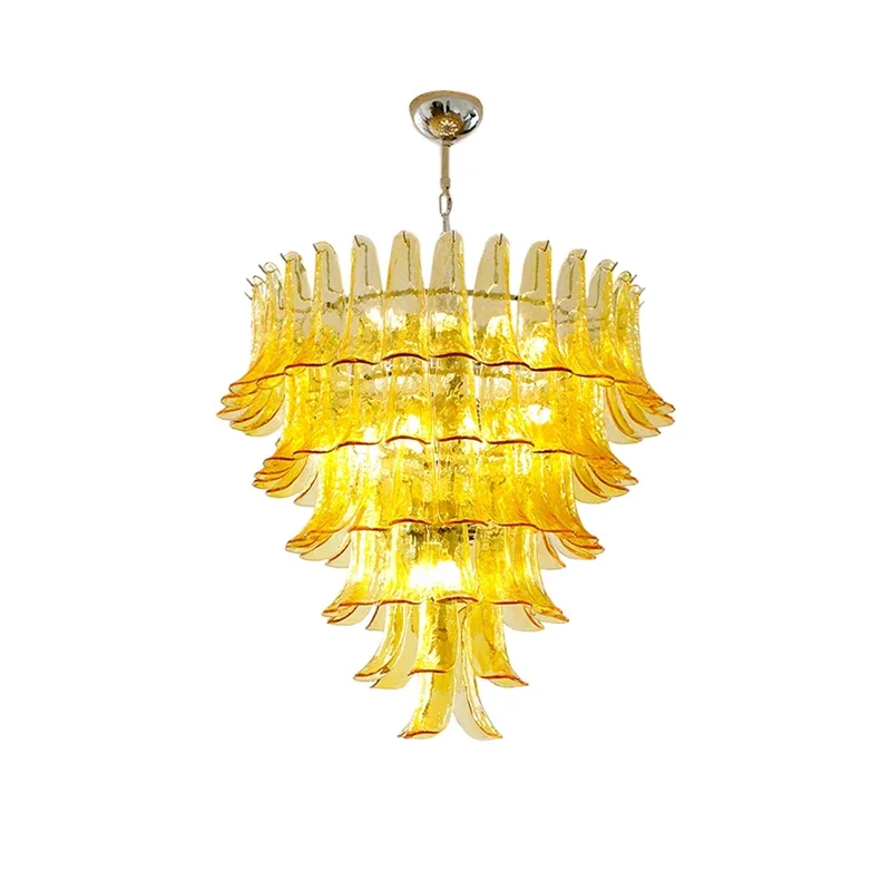 Led light luxury green/orange glass shade ceiling chandeliers lighting, lustre home decor dining room hanging light fixtures.