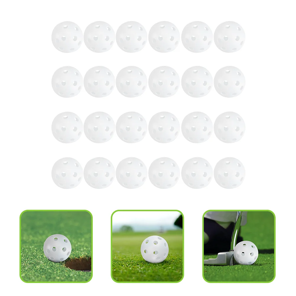 50 Pcs Toy Golf Ball Plastic Practice Golfs Balls Baseball Dual-core Golfing Training Aids Swing for Indoor