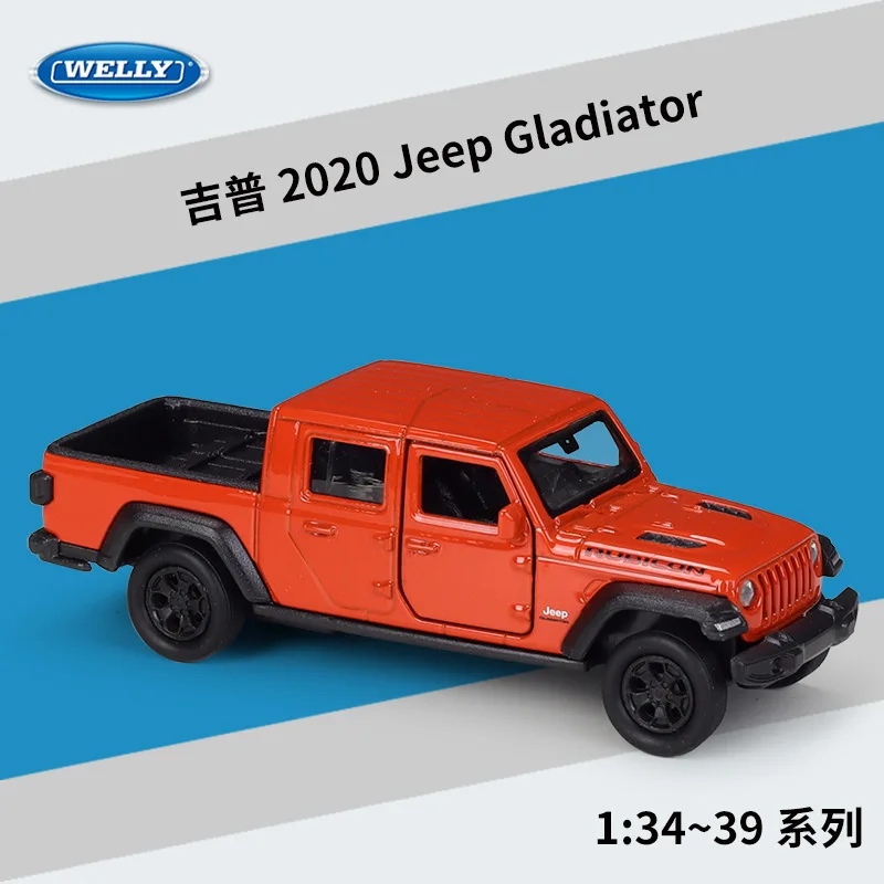 WELLY 1：36 2020 Jeep Gladiator Pullback Car Model Simulated Alloy Metal Jeep Willys Car Model Hobbies Boy Collect Ornaments Gift