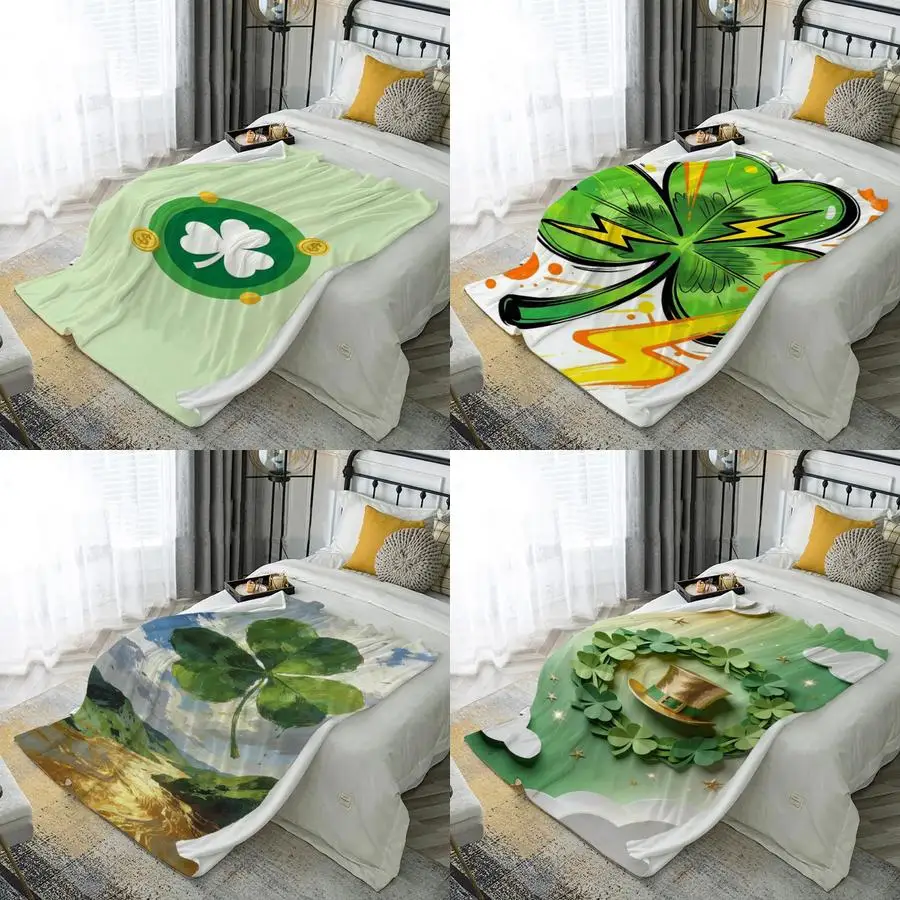 

Плед из микрофибры с 2D-рисунком ко Дню святого Патрика, для спальни, гостиной, дивана, мягкий и удобный, для декора дома