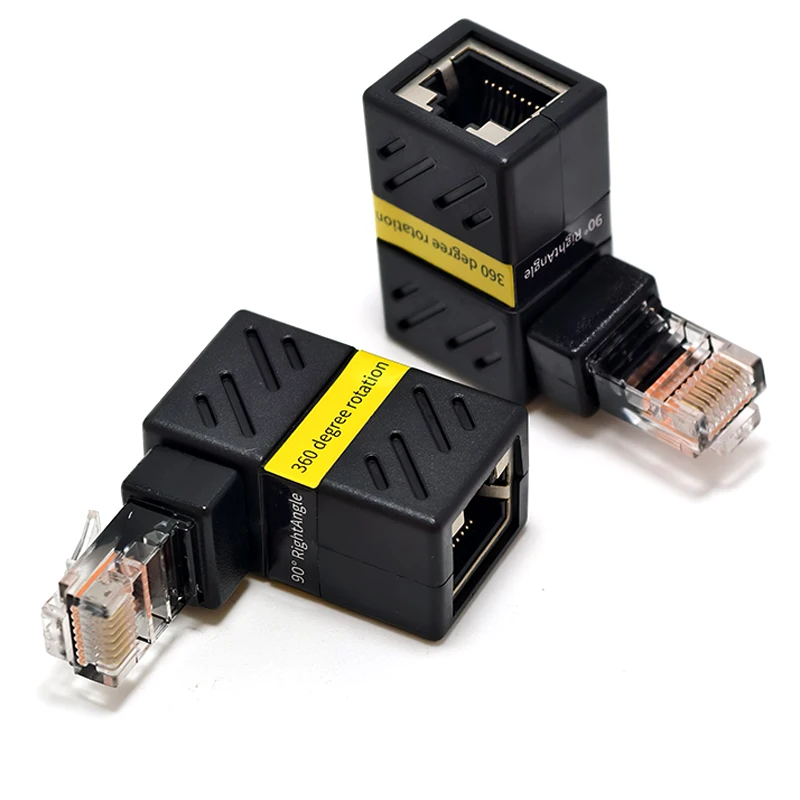 360° Rotatable Network Plug RJ45 Gigabit Adapter 90 Degrees Right Angle Elbow Universal Connector Male to Female Converter rj45