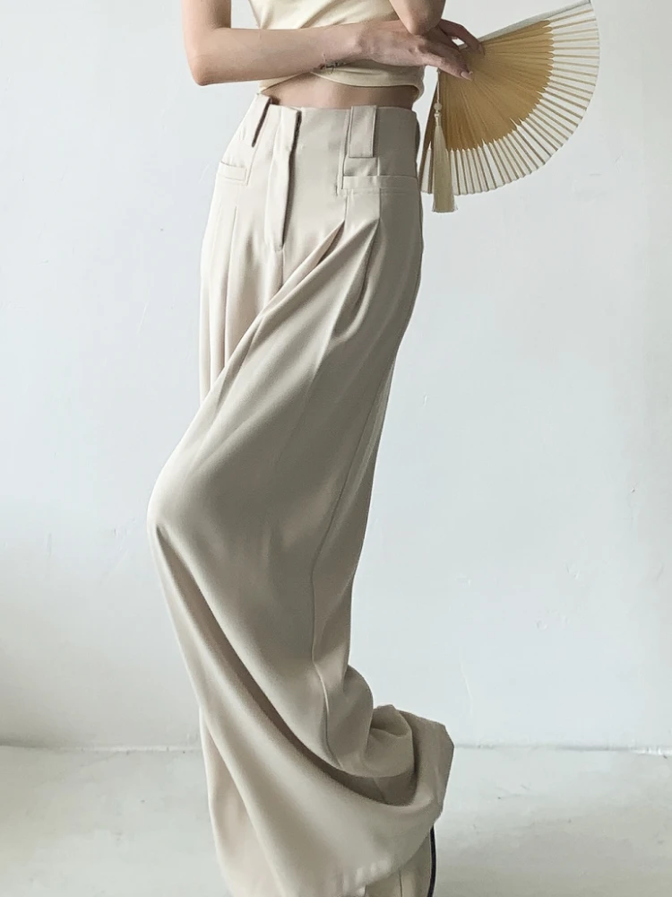 

Vintage Y2k Wide Leg Pants Women Pockets Korean Style Elegant Baggy Pants Female High Waist Casual Fashion Straight Pants 2023