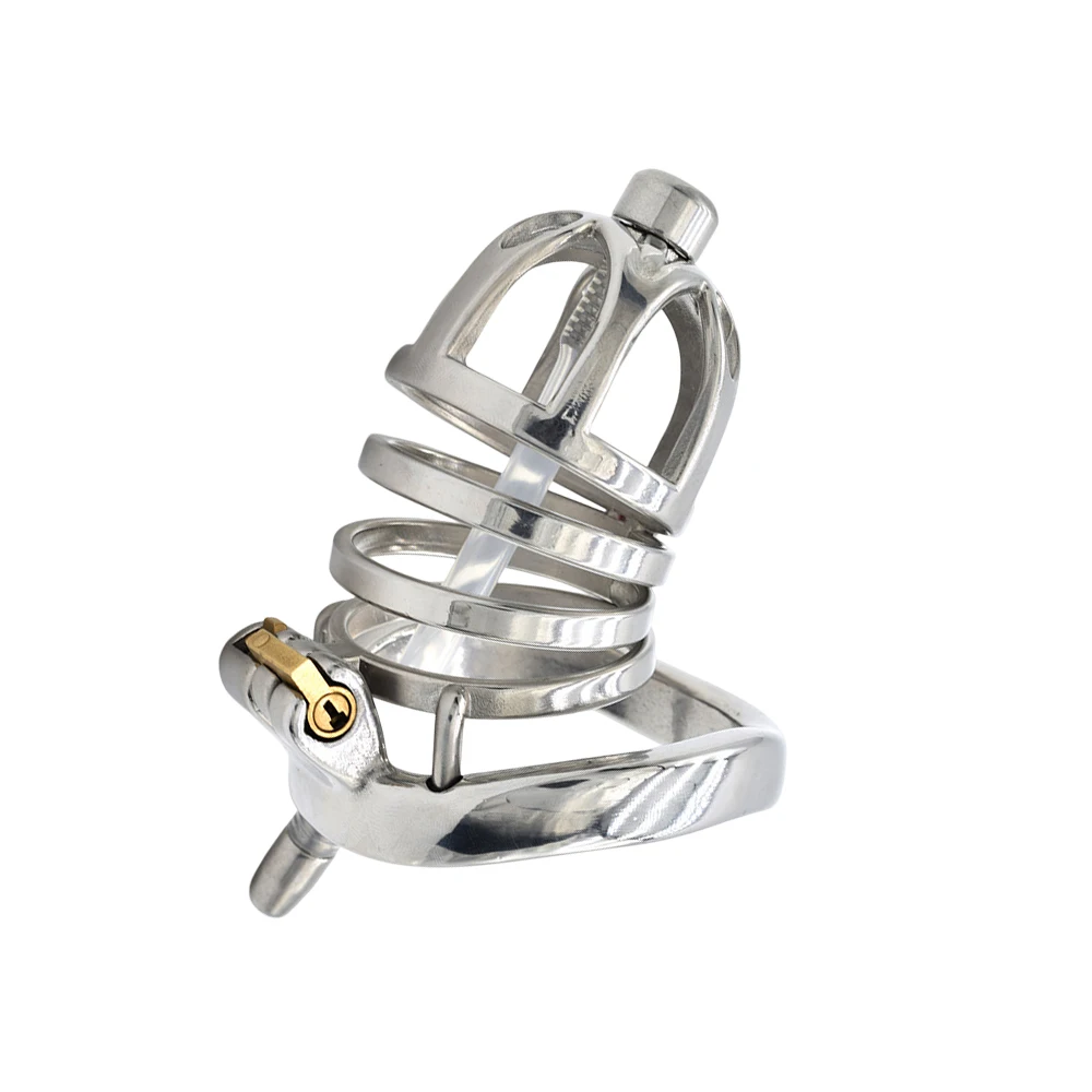 FRRK Long Penis Restraints Urethral Lock Stainless Steel Male Chastity Device Cock Cage Penis Rings Invisible Lock Adult Sextoys - view 6