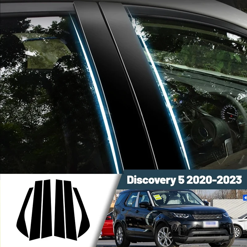 

Глянцевая черная наклейка на окно из углеродного волокна, дверь, крышка стойки B C, наклейка для Land Rover Discovery 5 2020-2023 2021 2022