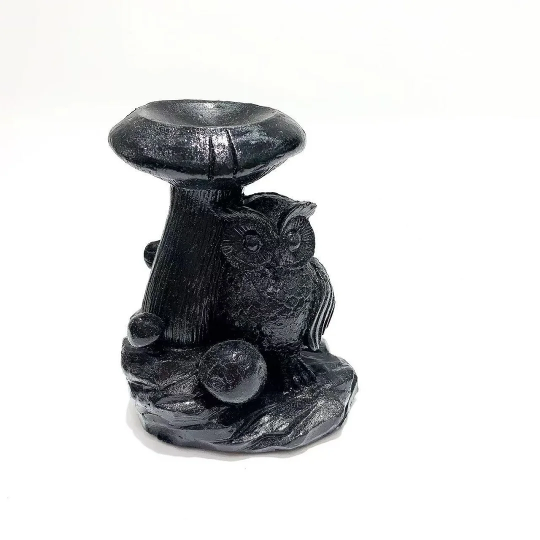 1 قطعة خمسة ألوان من قواعد البومة، قواعد كرة كريستالية من راتينج البومة الفطر، مصنوعات يدوية من الراتنج، ديكورات الأثاث #5