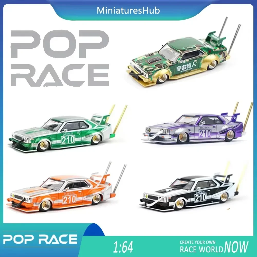 POP RACE Skyline C210 BOSOZOKU Style 30TH Anniversary BAPE 1:64 True Scale Miniatures Alloy Diecast Model Car Collection