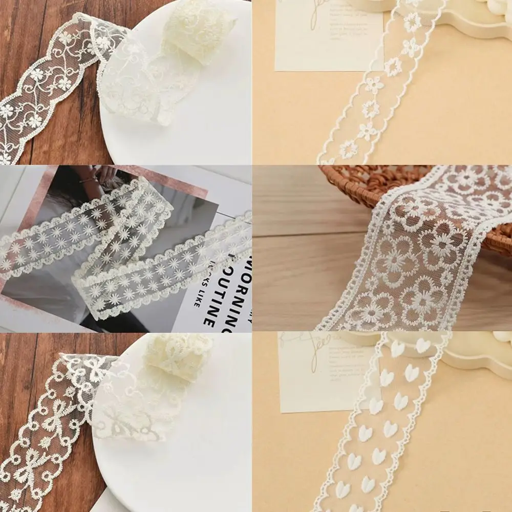 5 Yards Pure Cotton Sewing Trim DIY Craft Accessory White Flowers Lace Trim Multi-size Decor Ribbon Lace Trim Ribbon
