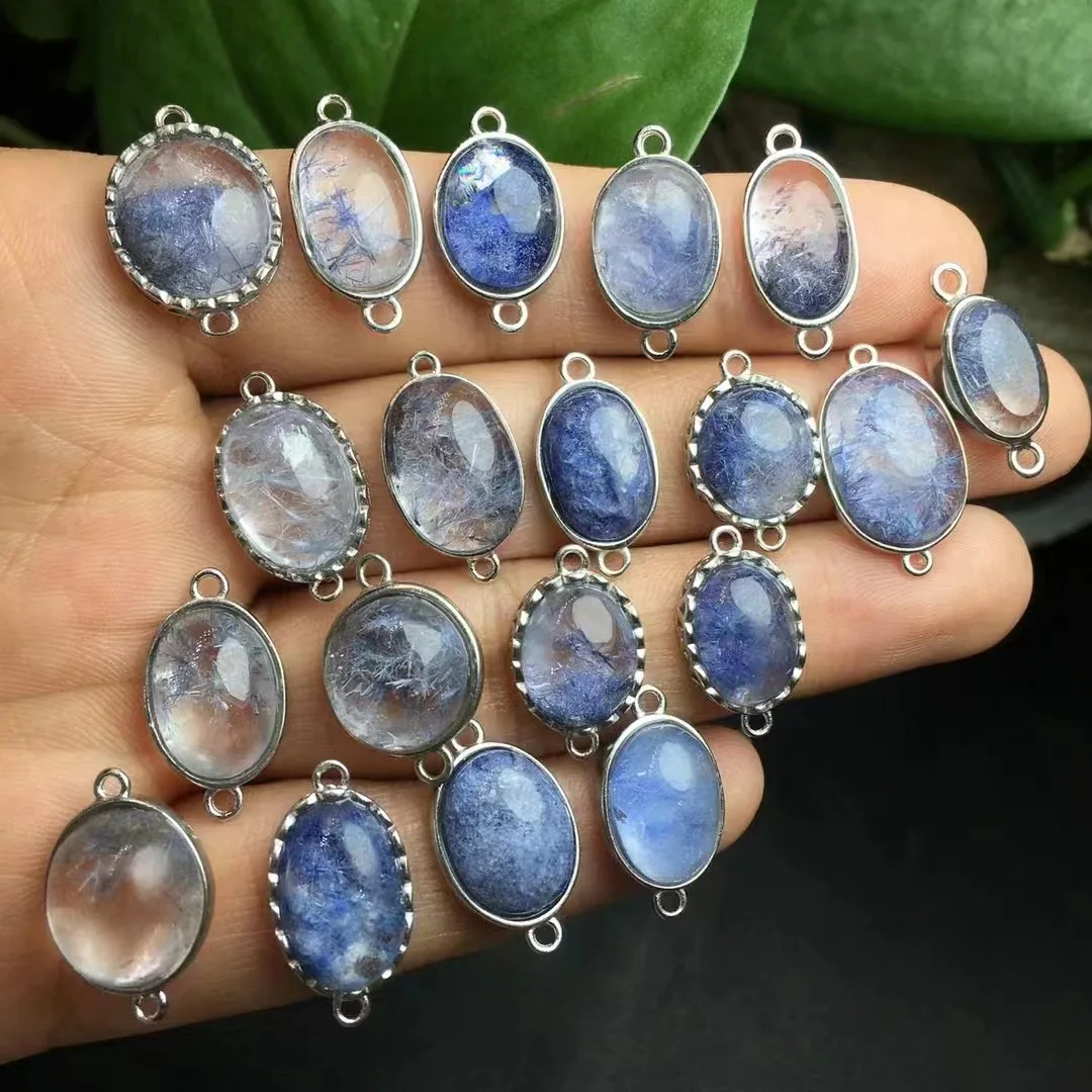 

Unit One Piece 925 Silver With Natural Dumortierite Crystal Random Shape Amphora Pendant