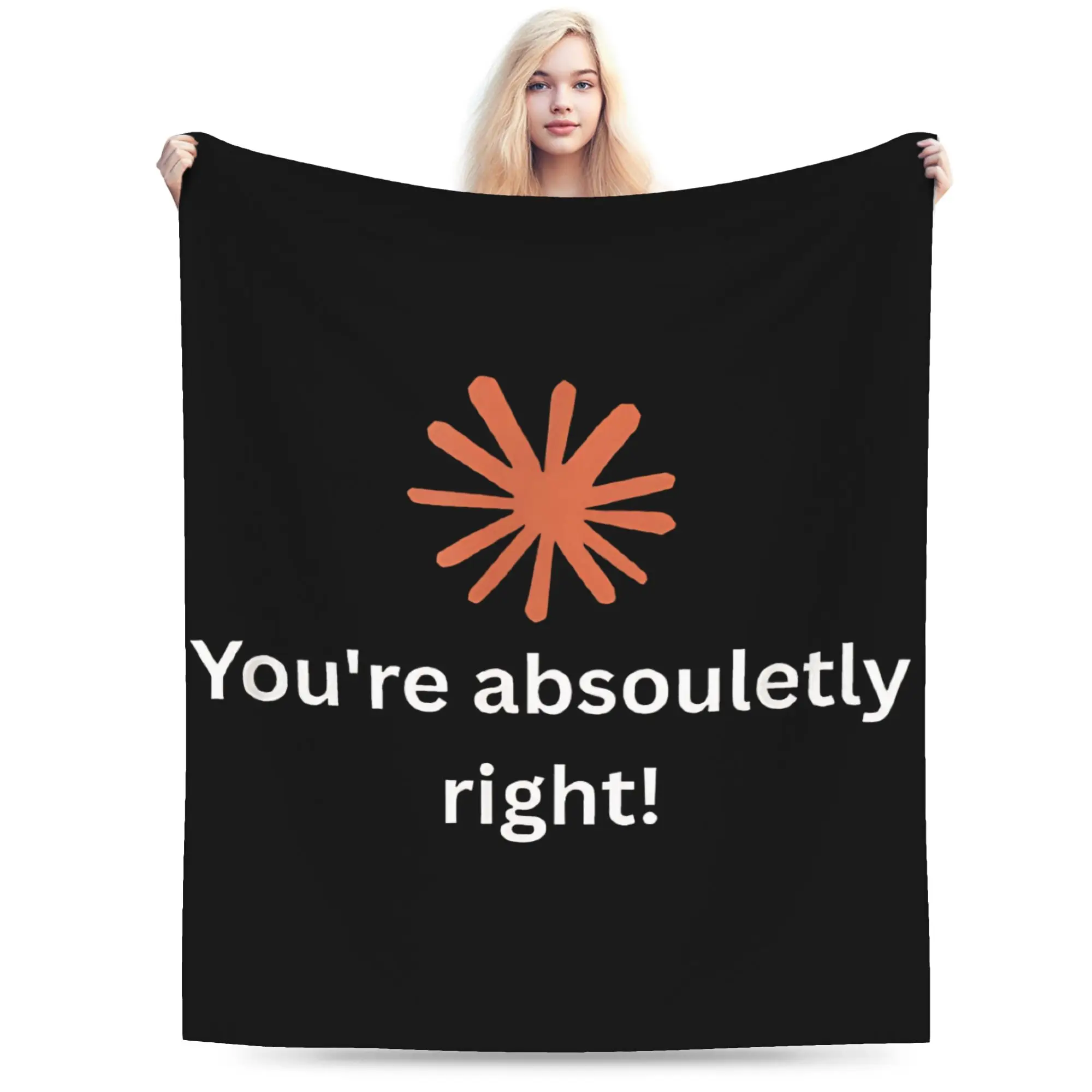 Claude Code You're Absolutely Right  Throw Blanket for Couch  Fuzzy Soft Plush Blanket 50x60 Inches Multi-size Bedspreads