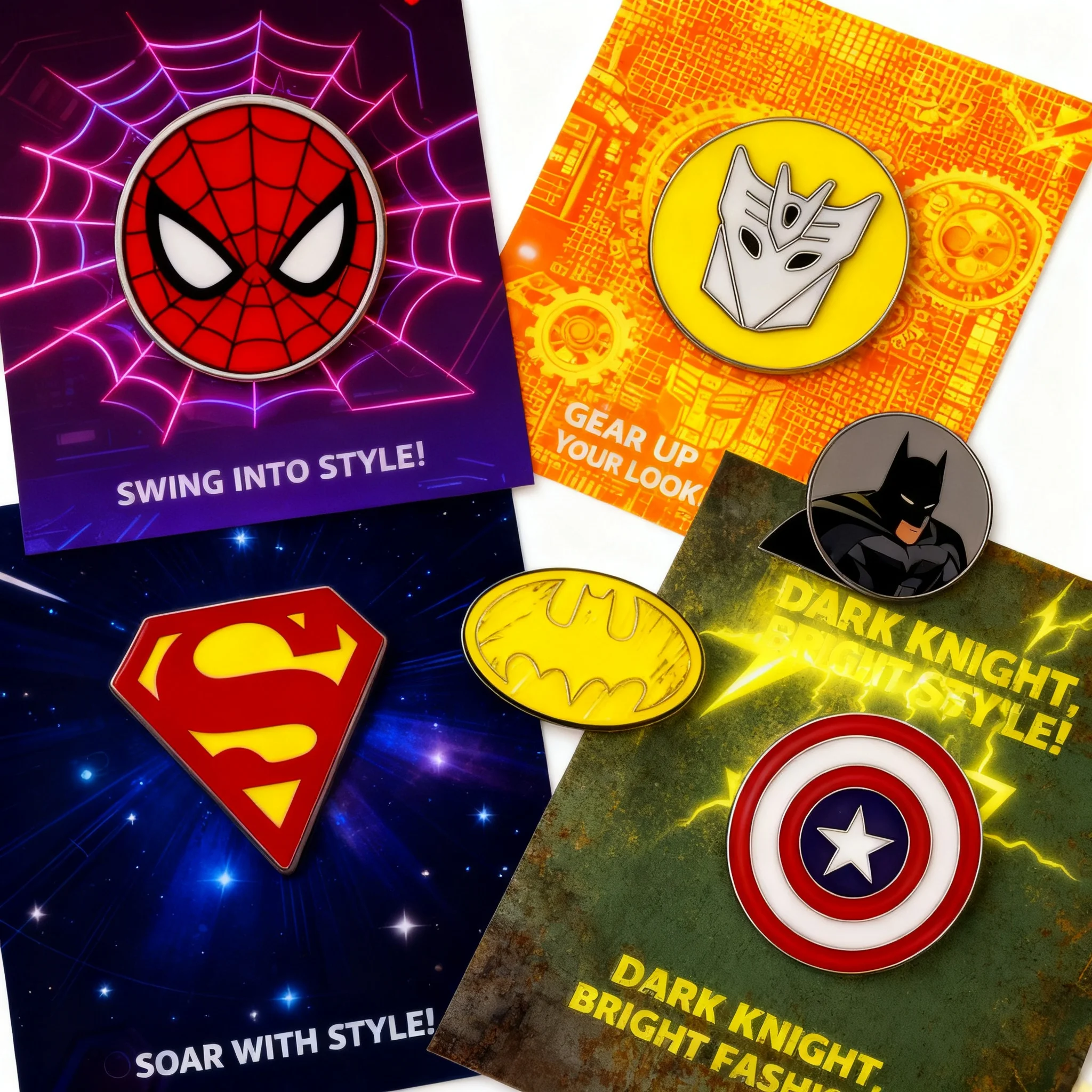 5pcs Superhero Captain America Spiderman Brooch Pins Badge Fashion Trendy Clothing Backpack Accessories