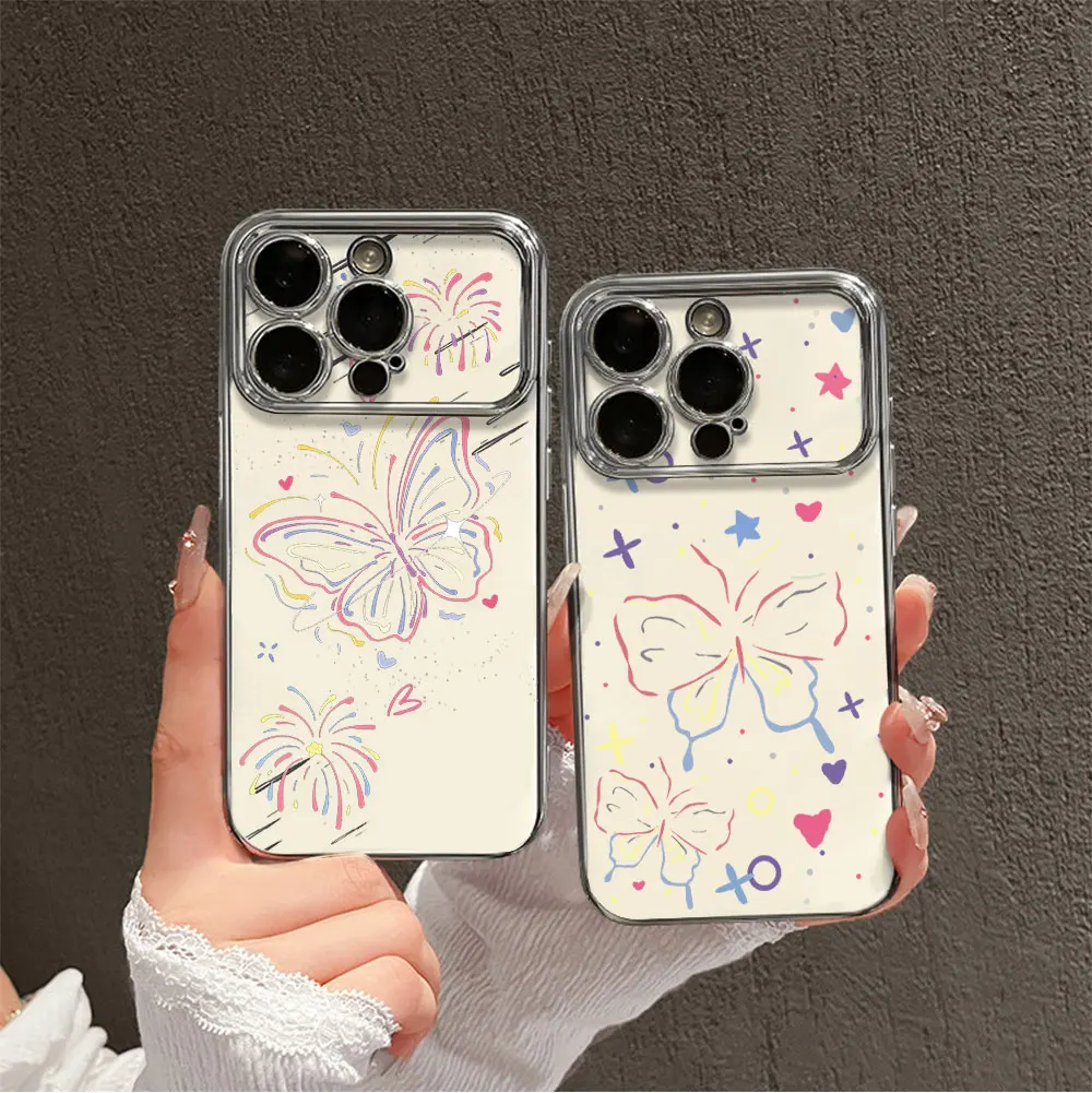 Colorful Fashion Luxury Butterfly Line Electric Ferry Large Window Phone Case For Samsung A22 A23 A32 A51 A20 4G 5G Shell