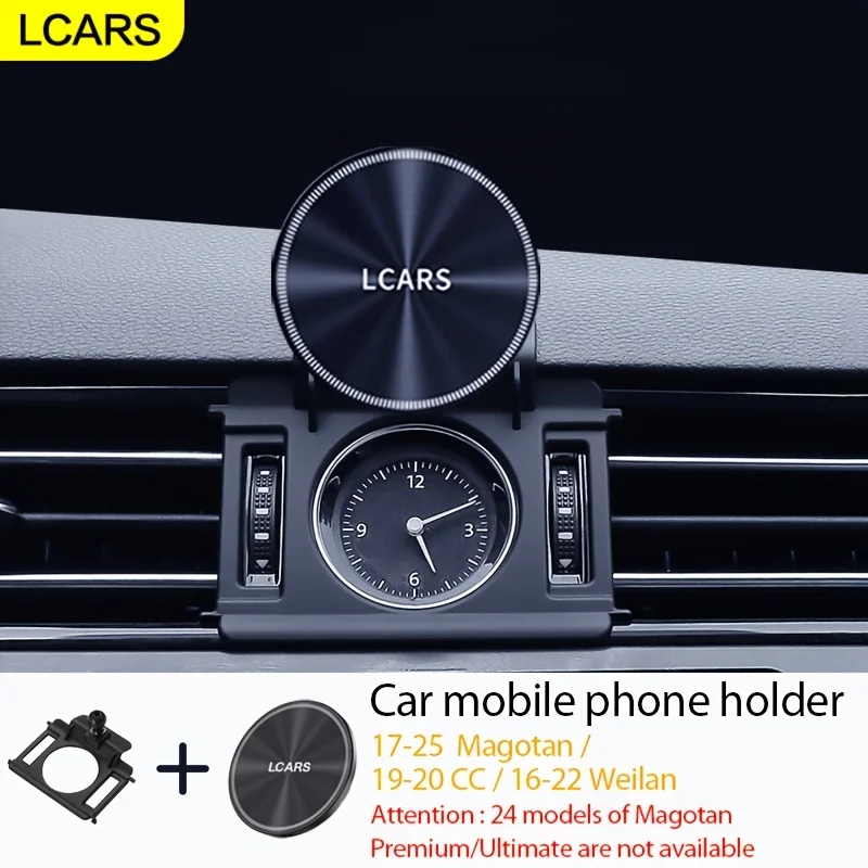 Lcars Fahrzeugspezifischer Handyhalter für Volkswagen VW 17-25 Magotan /19-20 CC/16-22 Weilan, Clip-On-Typ, Spezielle Basis, Auto-Zubehör, Starke Magnetische Haftung, Stabil und Rutscht Nicht Ab, 360