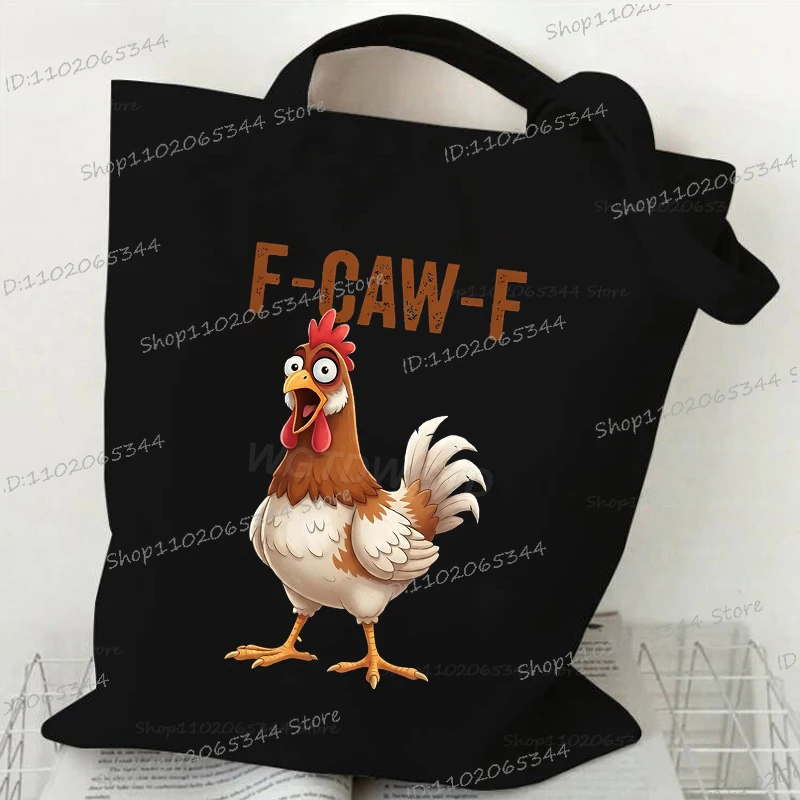F-CAW-F poulet toile sac fourre-tout Harajuku Animal femmes hommes grande capacité sac à provisions F-CAW-F poulet sac à bandoulière 2025 nouveau