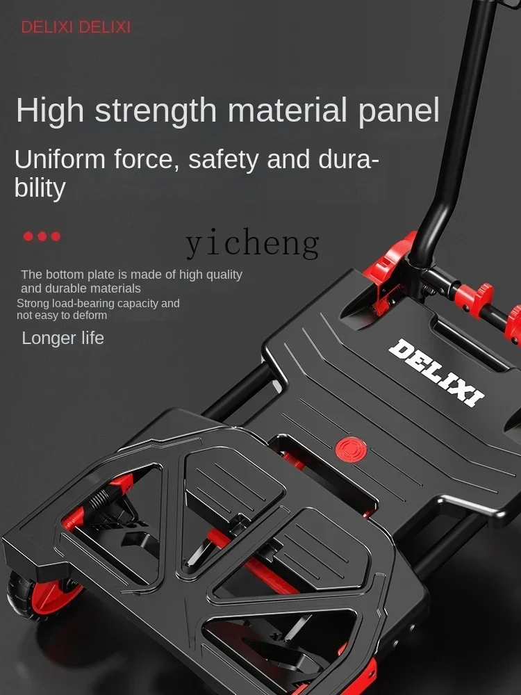 Platform Trolley Household Folding Hand Pull Shopping Cart Portable Mute Commercial Carrier