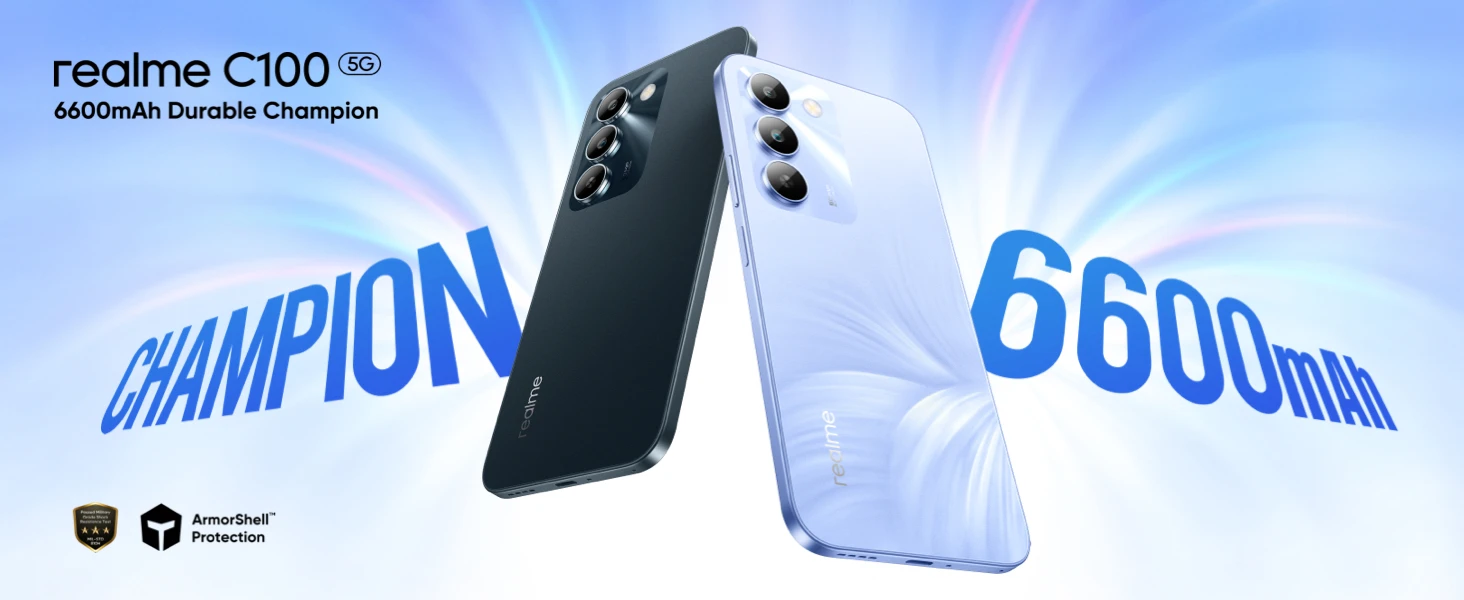 realme C100 5G Smartphone, 6600mAh Titan-Akku, (18+6) GB RAM + 256GB, 144Hz Display, Militärischer Widerstandsschutz, 45W Ladefunktion, AI 50MP Kamera, Dual-SIM Android 16, Blüten-Design – Detail 3