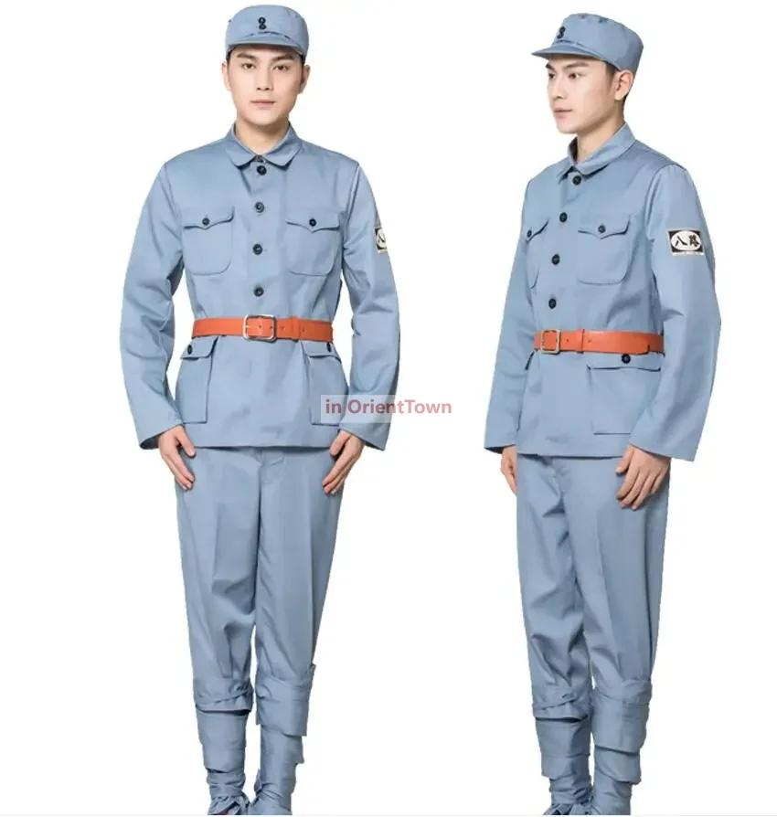 1930s China Traditional Military Suits Coat + pants + Hat PLA Officer Soldiers Clothing Ba Lu Army Outfit Stage Military Costume