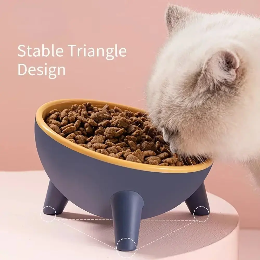 

Anti Slip Pet High Footed Bowl Anti Vomiting Wide Mouth Elevated Pet Feeder Bowl 15° Inclination Triangle Stand