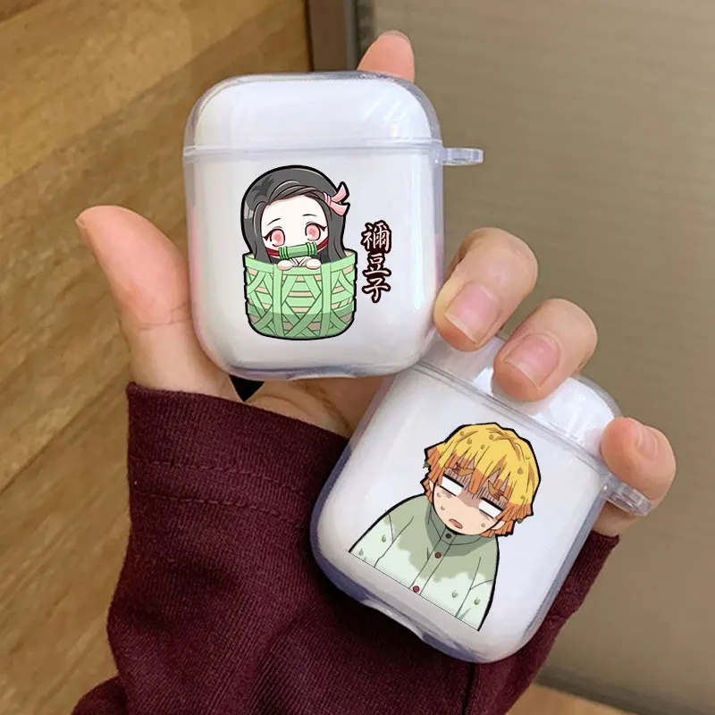 Sıcak iblis avcısı Anime kulaklık kutusu Apple iPhone için şarj kutusu AirPods için 1 2 3 4 Pro şeffaf kablosuz Bluetooth kulaklık kutusu