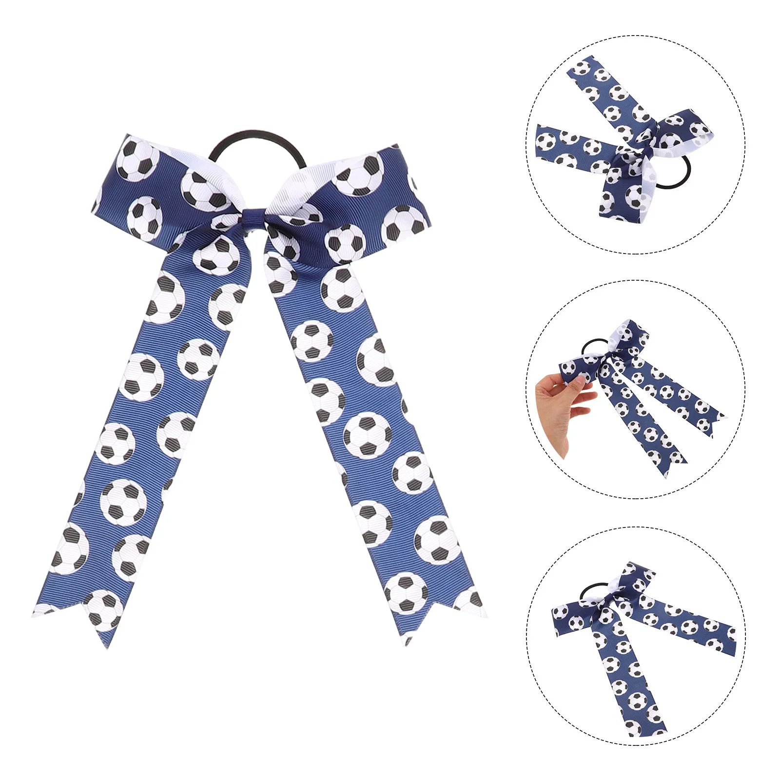 

6Pcs Soccer Hair Ties Elastic Cheer Bows Ponytail Holder Scrunchies Football Bowknot Hair Accessories Girls Women Team Birthday