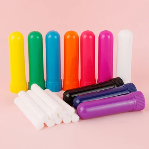 Imagen 2 del producto Paquete de 30/50/80/100/200 tubo de inhalador Nasal vacío con mechas de algodón recarga de varillas de inhalador Nasal de plástico para contenedores de aceites esenciales