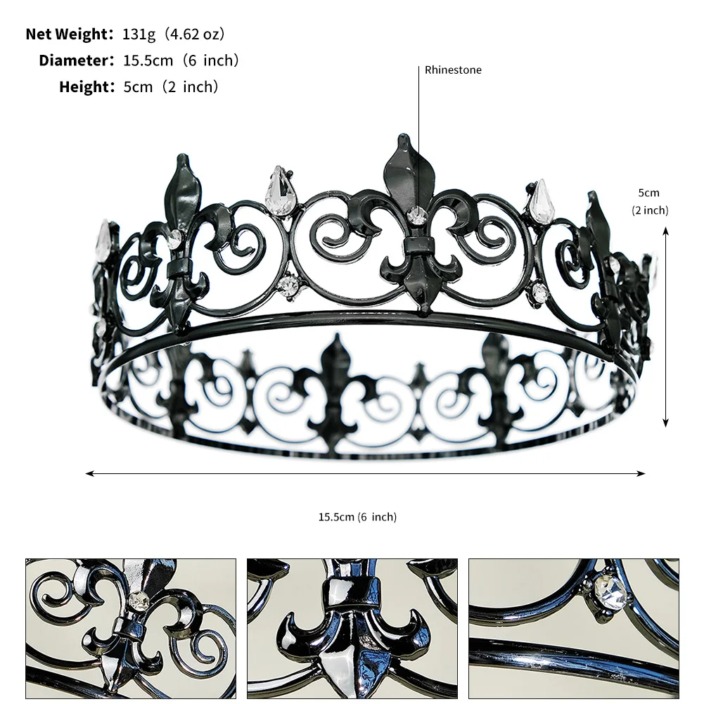Vintage Baroque Royal Crown Queen Princess Tiara Bridal Wedding Headpieces Jewelry Halloween Hair Bands Gifts for Friends image 6