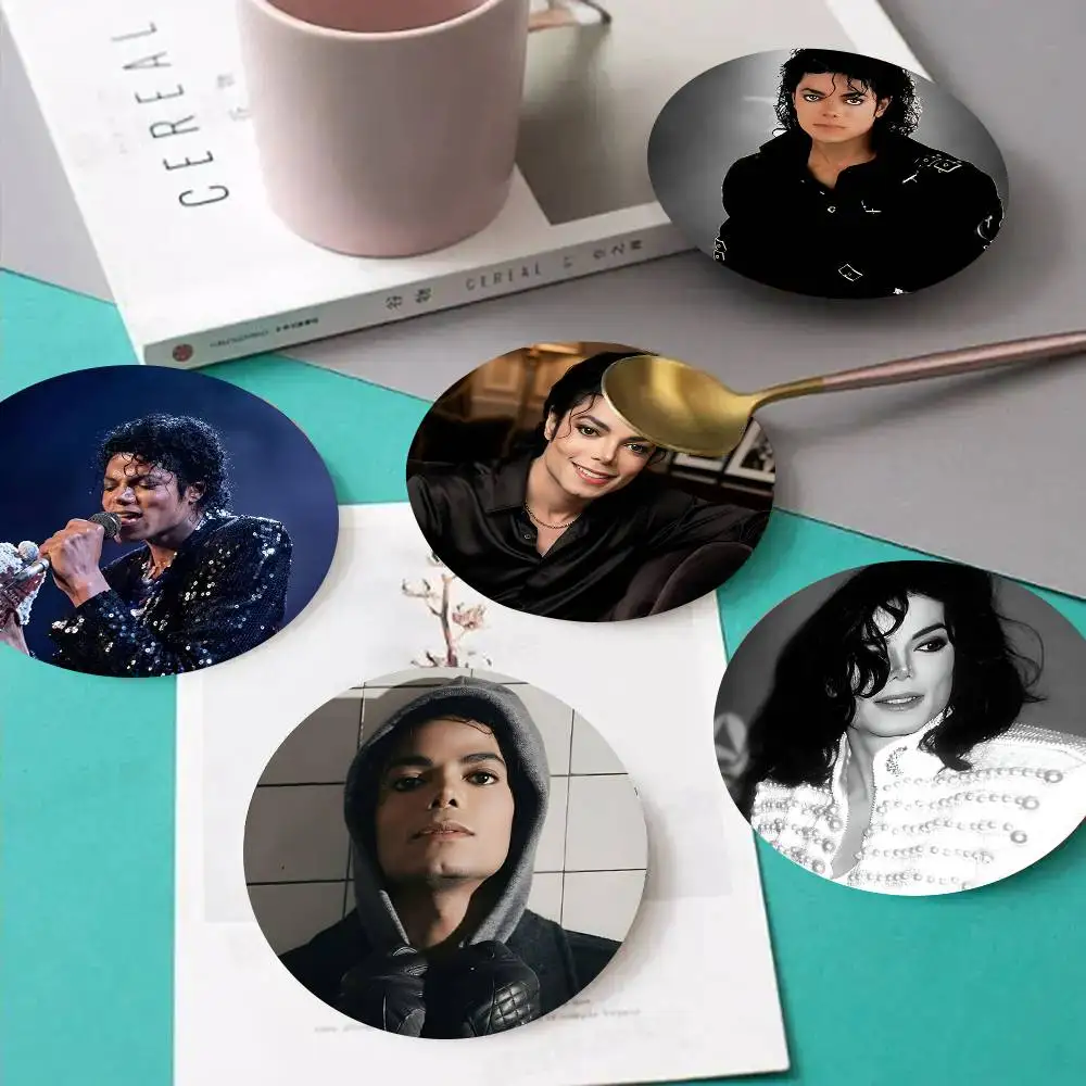 1pc Michael Jackson Vintage Wooden Coaster Colour Printing Cup Mat Home Desk Decoration Gifts