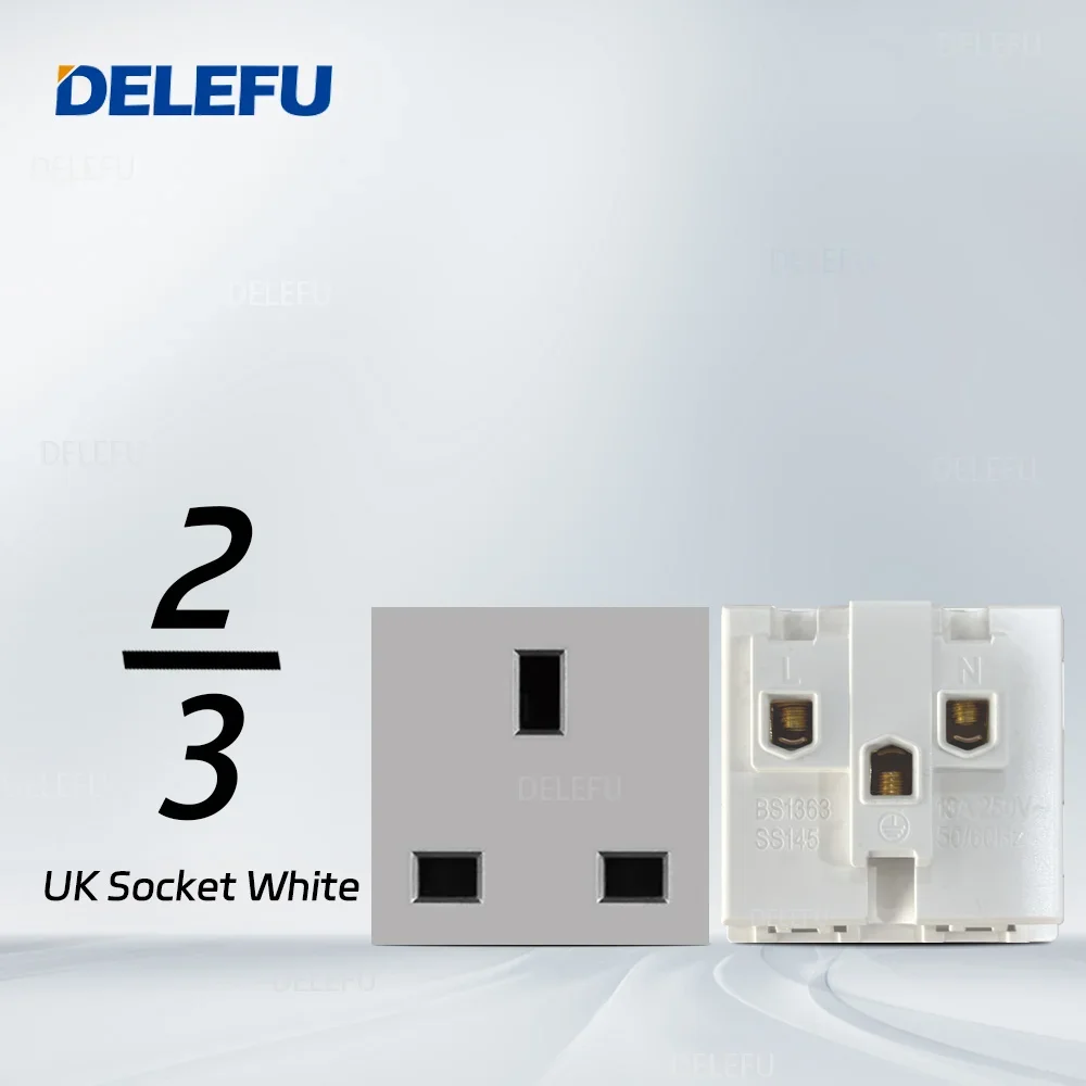 DELEFU English, Multi-functional Free Combination Computer USB Type C Wall Socket DIY Grey