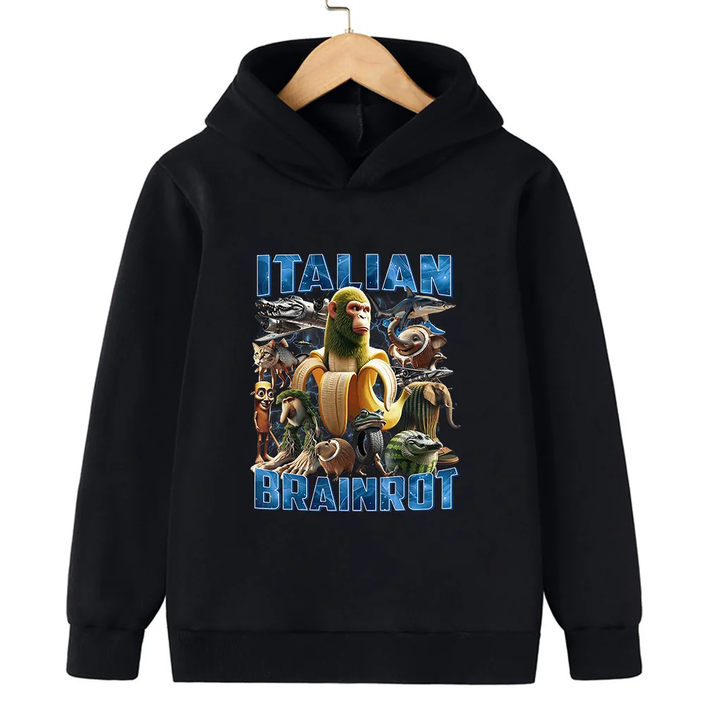 Italian Brainrot Assassin Cappuccino 3-12 Jahre Jungen Kapuzenpullover Kinder Herbst Winter Warmes Charakter-Sweatshirt – Detail 2