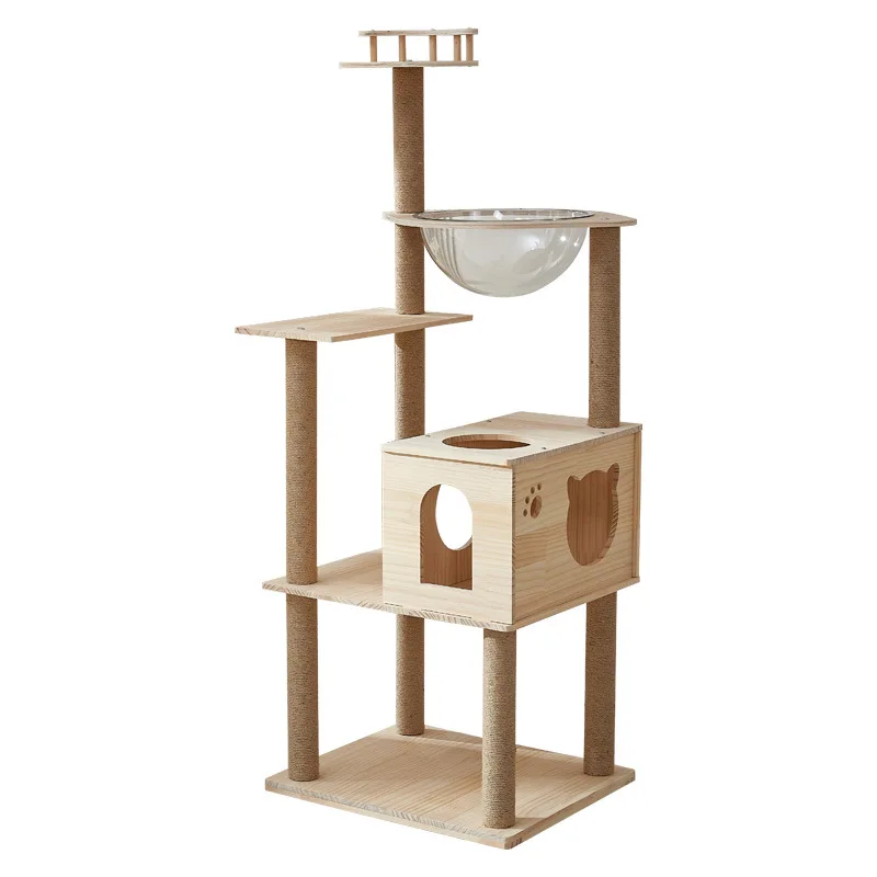 

Cat Climbing Frame Solid Wood Sisal Cat Scratch Board Cat Tree Jumping Platform