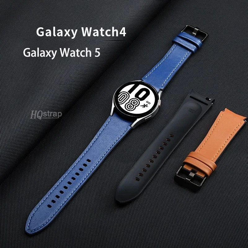 No Gaps Watch Band for Samsung Galaxy Watch 6 5 4 40mm 44mm 45mm Silicone Leather Bracelet for Samsung Watch4 Classic 42/46 Belt