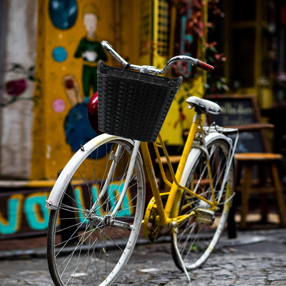 1pc Electric Bike Basket Front: Plastic Woven Bicycle Storage Organizer For Adult Cruiser Scooter Retro Ride Leisure