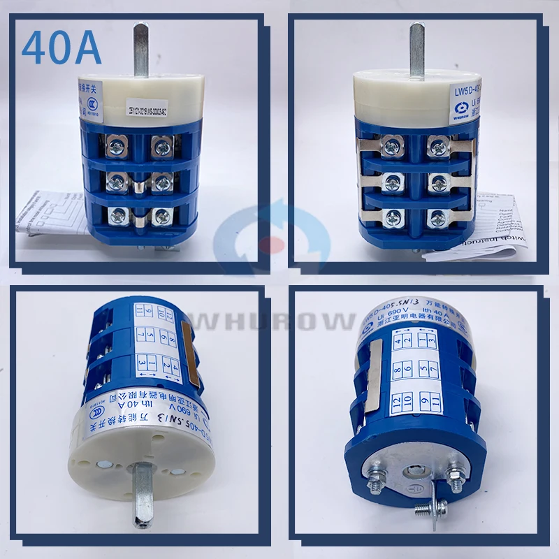 LW5D-40 5.5N/3 Changeover Cam Knob Rotary Switch 3 Layers Positions Silver Contact Manual Control Forward Reverse