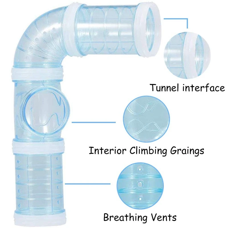 Hamster Tubes, Adventure External Pipe Set Hamster Cage Toys To Expand Space DIY Creative Connection Tunnel Blue