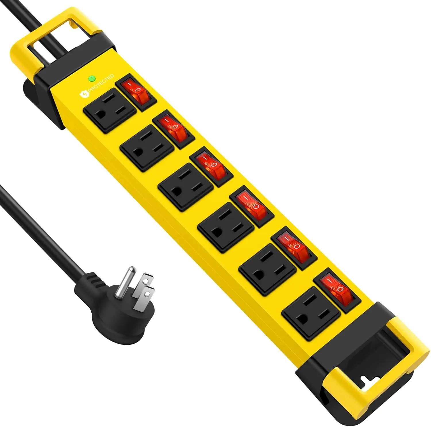 

Мощный металлический удлинитель с 6 розетками, индивидуальными выключателями, защитой от перенапряжения и кабелем длиной 15 футов