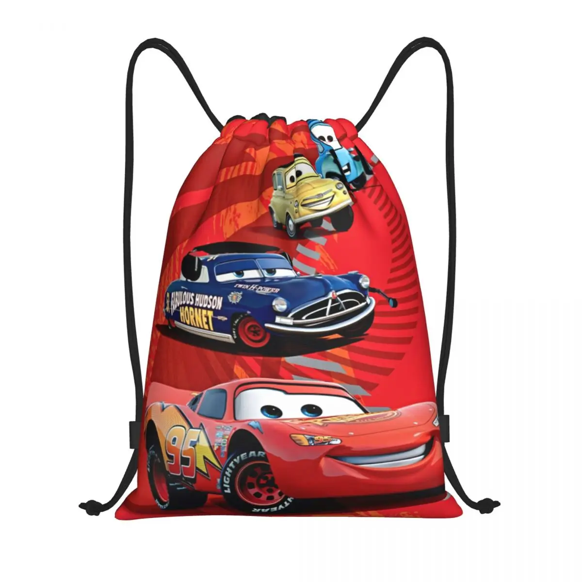 Custom Team Lightning McQueen Racer Drawstring Bag Men Women Lightweight Cartoon Cars Sports Gym Storage Backpack