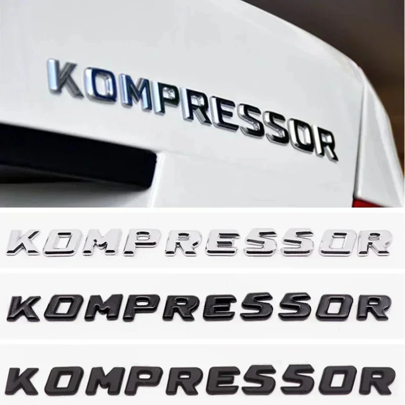 Car Rear Trunk Fender Emblem Badge Kompressor Letters Sticker Decals For Mercedes Benz C230 C200 C180 SLK CLK SL CLS series