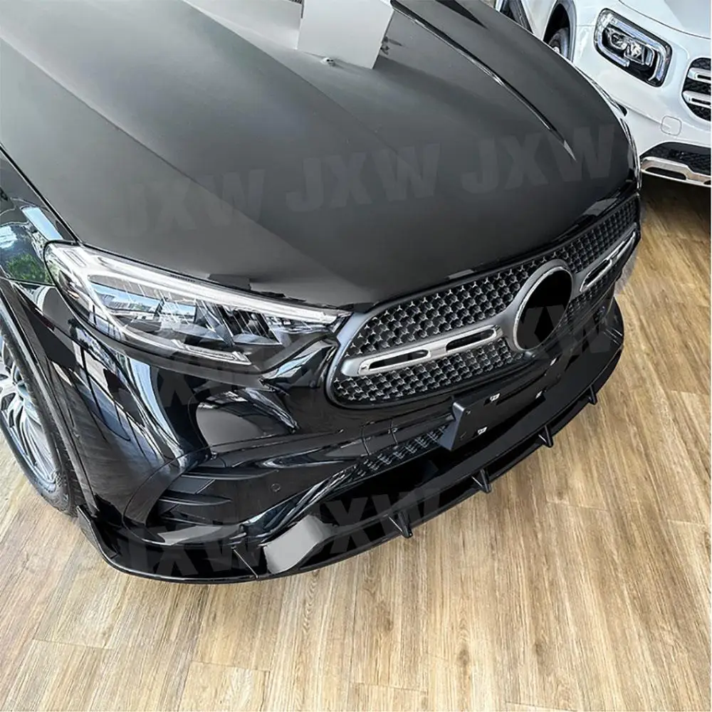 for Mercedes Benz GLC Class X254 GLC 260 300 Sport 2023+ ABS Front Bumper Lip Spoiler Guard Three-section Car Accessories