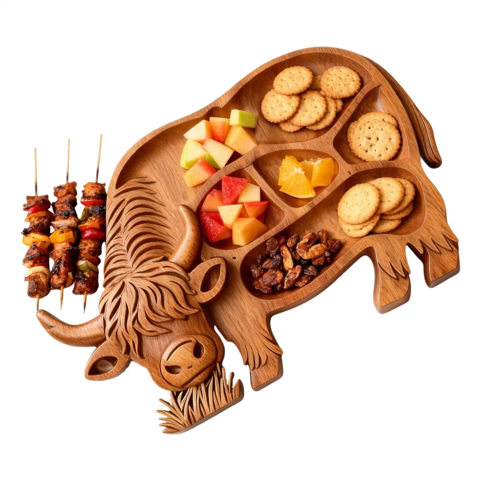 

Animal Charcuterie Board Wood Cow Design Food Serving Platter Rustic Appetizer Platter For Food Snacks Fruits Meats Home Party