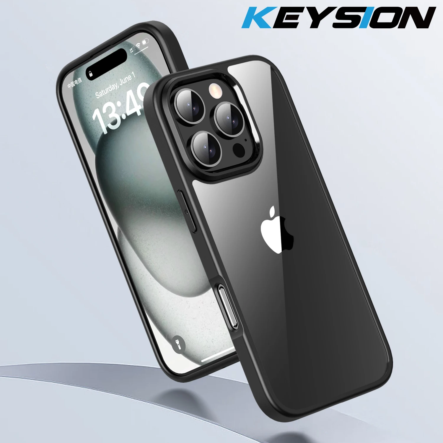 KEYSION Shockproof Clear Case for iPhone 16 Pro Max Silicone+PC Ultrathin HD Transparent Phone Back Cover for iPhone 15 Pro Max