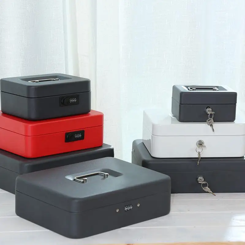 Double-Layer Password Lock Storage Box Portable Cash Box Coin Box Handheld Small Box Receipt Safe Iron Box Jewelry Organizer