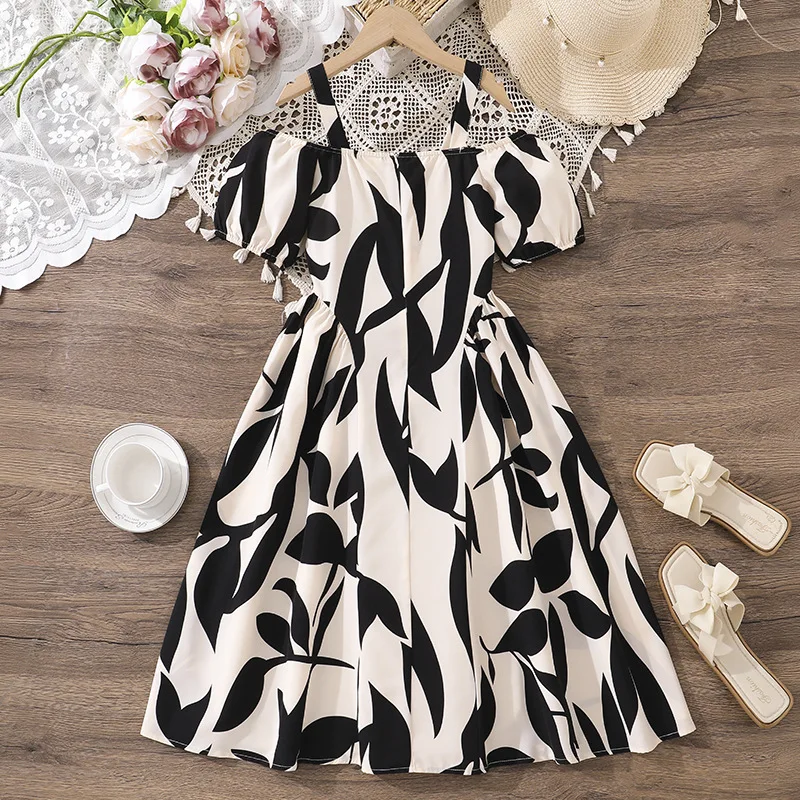 European American 2026 Spring/Summer New Fashion Style Unique Strapless Dress with Sleeve Printed and Waist-Slimming Design