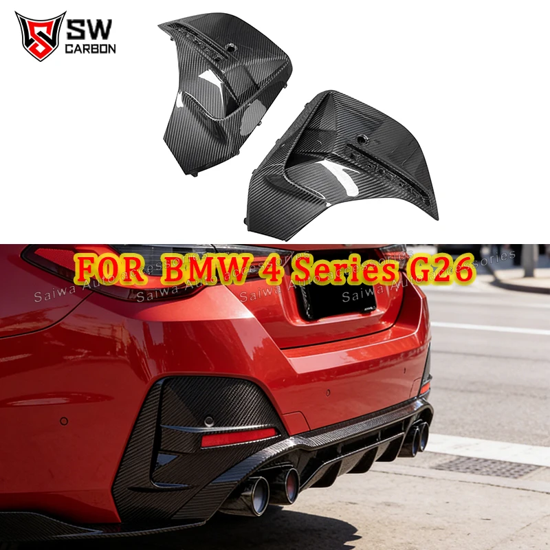 Carbon Fiber Rear Bumper Fog Light Air Vent Trim Cover For BMW 4 Series G26 2021+ Side Canards Splitter Car Body kit